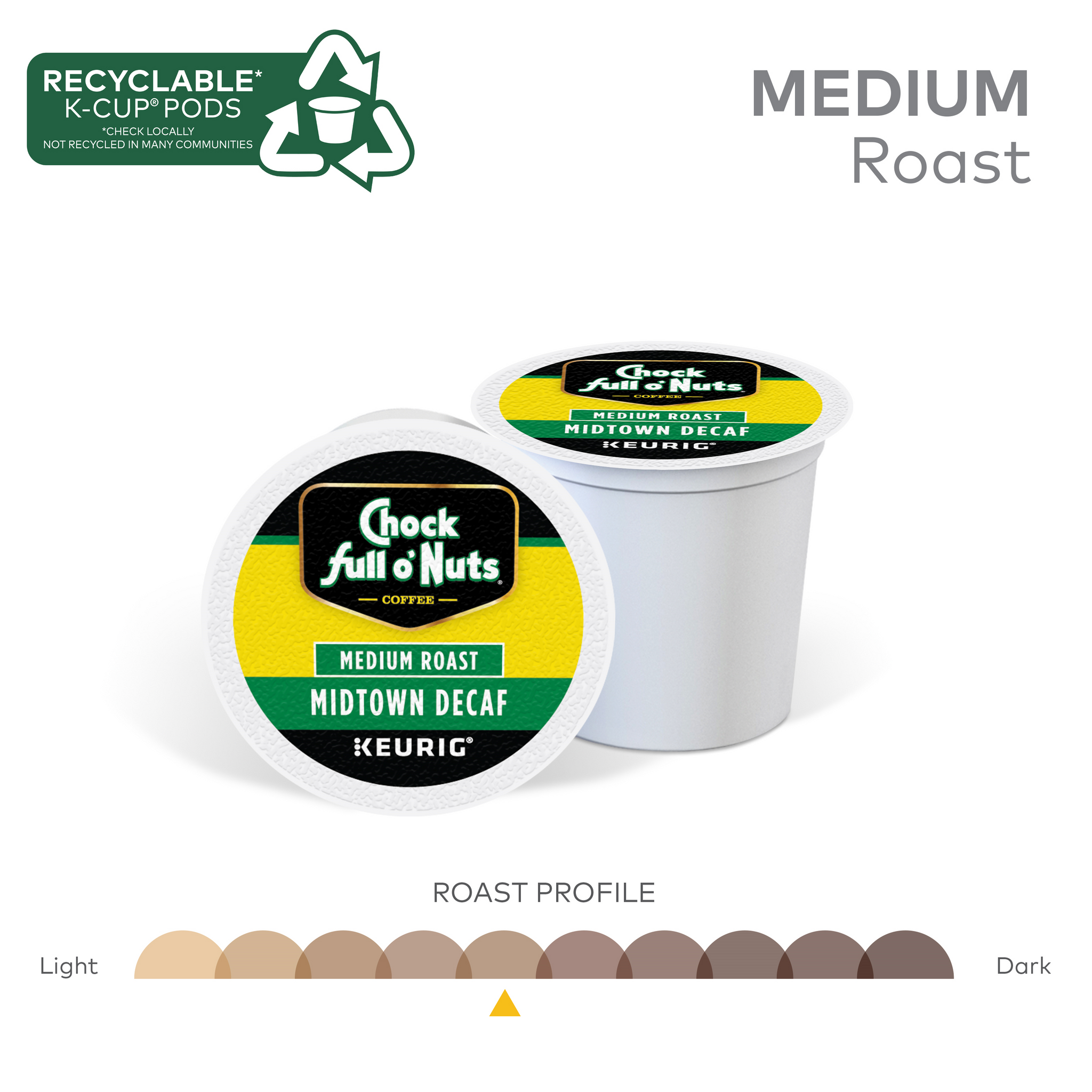 NEW-Chock full o'Nuts® K-Cup® Pods - Midtown Decaf - Medium Roast