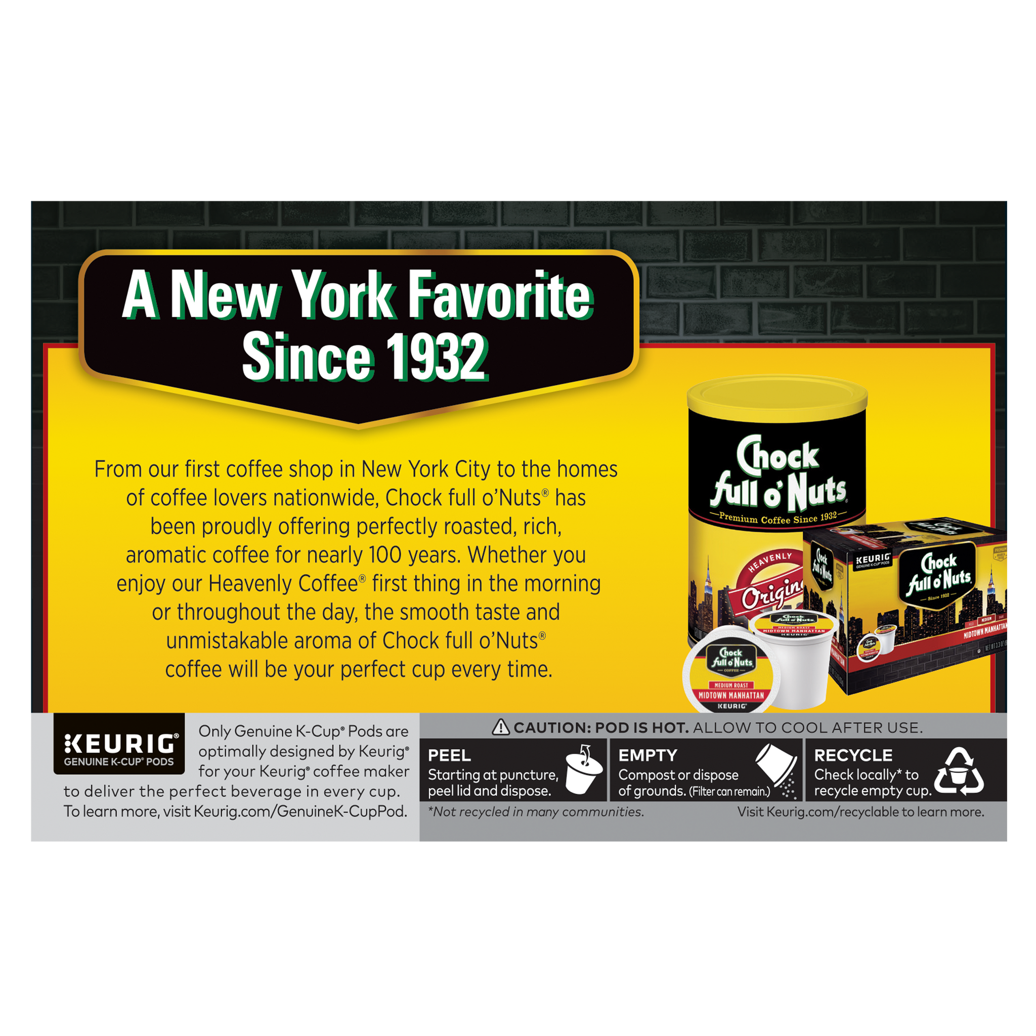 NEW-Chock full o'Nuts® K-Cup® Pods - Soho Morning - Mild