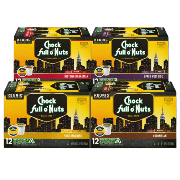 NEW-Chock full o'Nuts® K-Cup® Pods - Roast Sampler Pack - Premium NEW-Chock full o'Nuts® K-Cup® Pods - Roast Sampler Pack - Premium