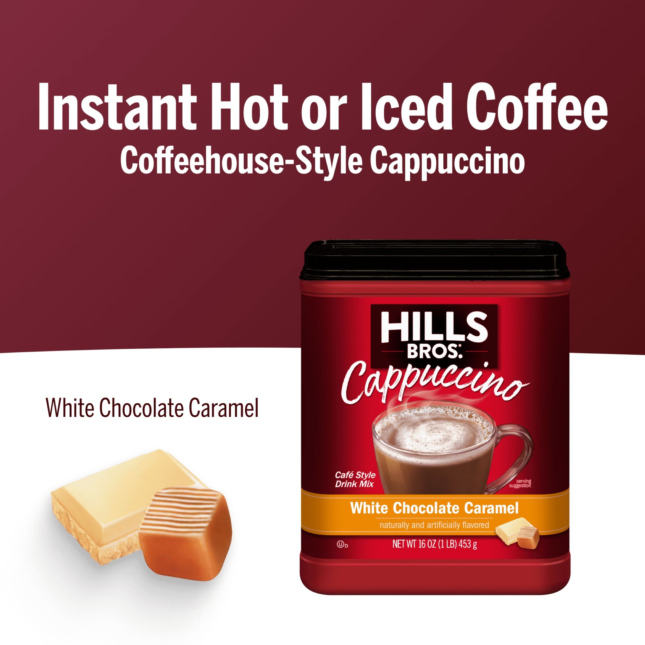 ミルク Hills Bros.® Instant Cappuccino Mix - White Chocolate Caramel