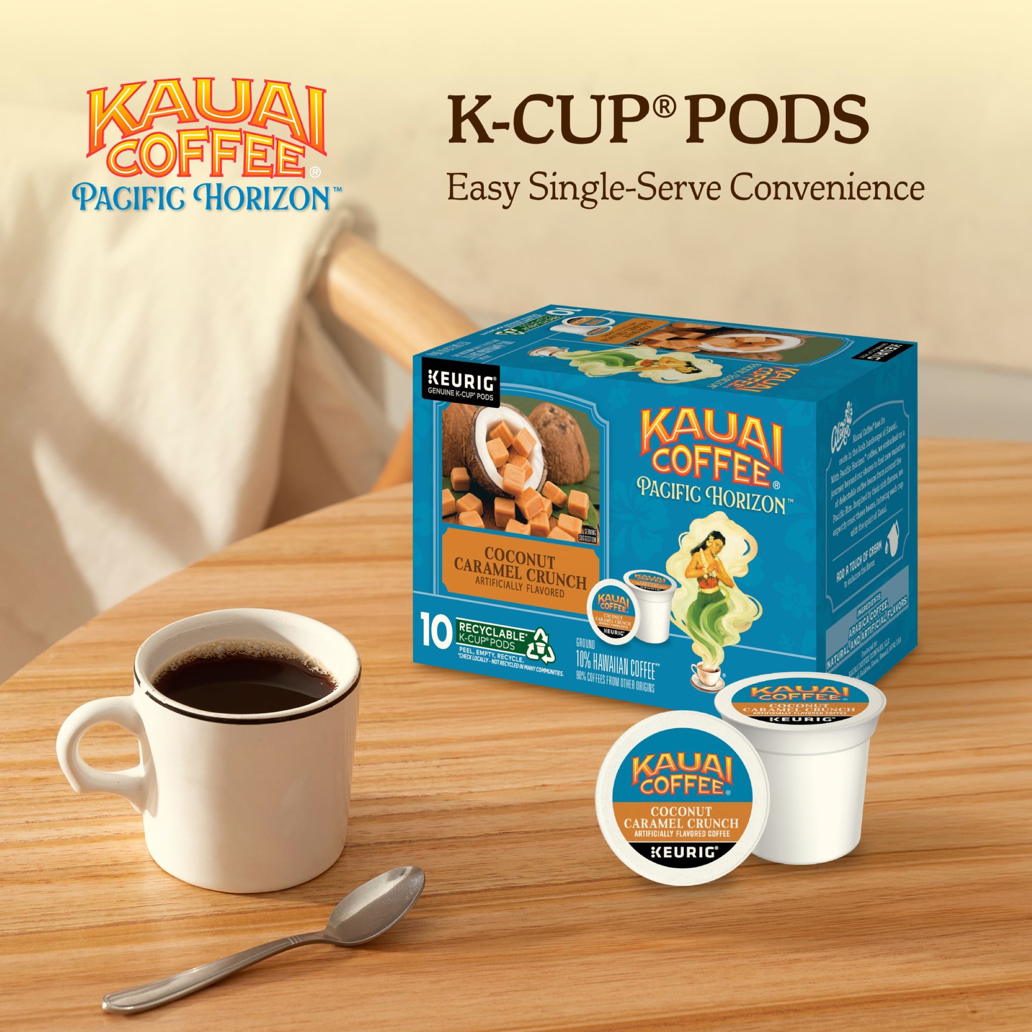 NEW-Kauai Coffee® K-Cup® Pods - Coconut Caramel Crunch Flavor