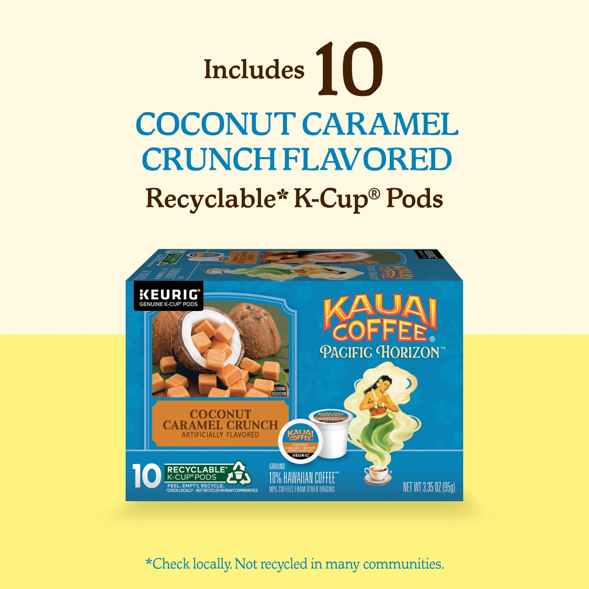NEW-Kauai Coffee® K-Cup® Pods - Coconut Caramel Crunch Flavor