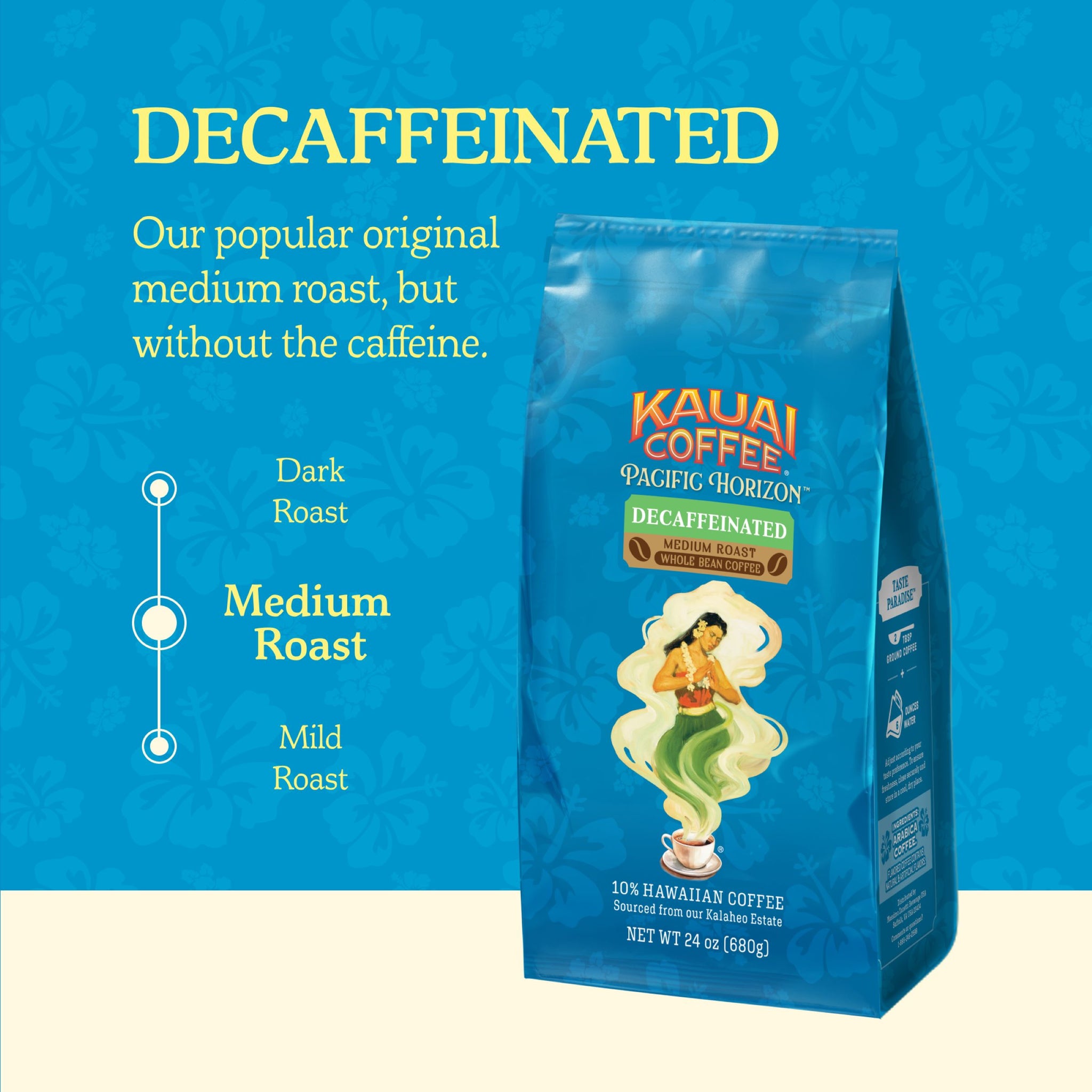 Kauai Coffee® Pacific Horizon- Decaf - Medium Roast - Whole Bean